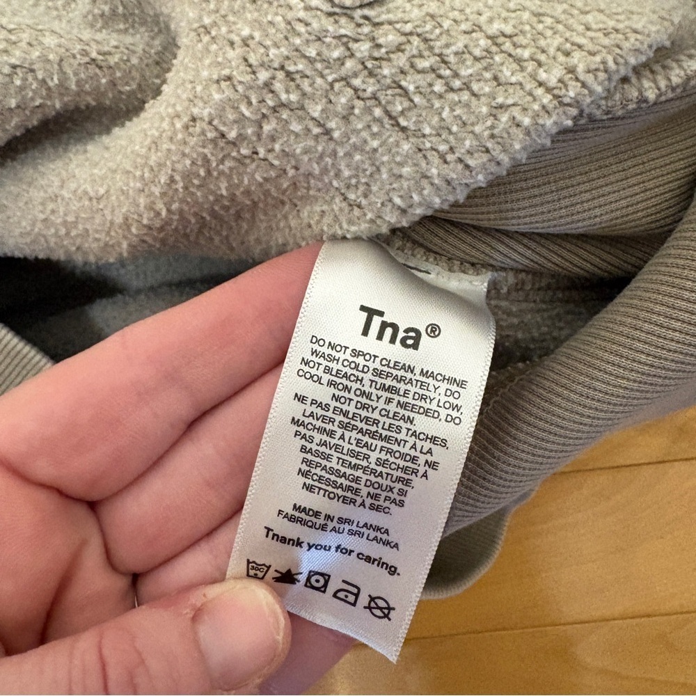 Aritzia TNA Cozy Fleece Sweatfleece Boyfriend Fit Zip Hoodie Tan Size XS - Picture 9 of 14